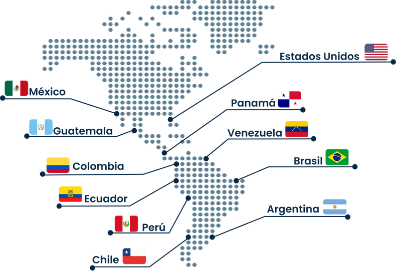 Mapa de alcance de Target Insights en América